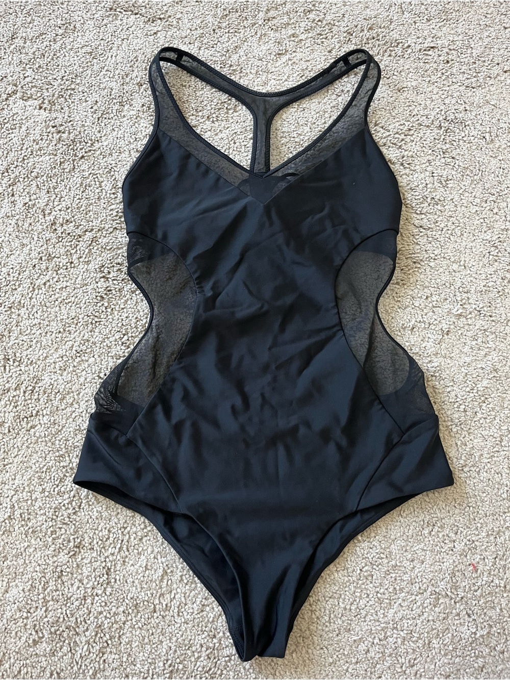lululemon athletica Black One-Piece Swimsuit with Mesh Insets